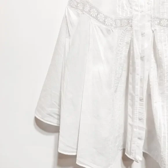 ALLSAINTS SPITALFIELDS White Cotton ECHO Top Size XS Peplum Collared - Picture 5 of 7